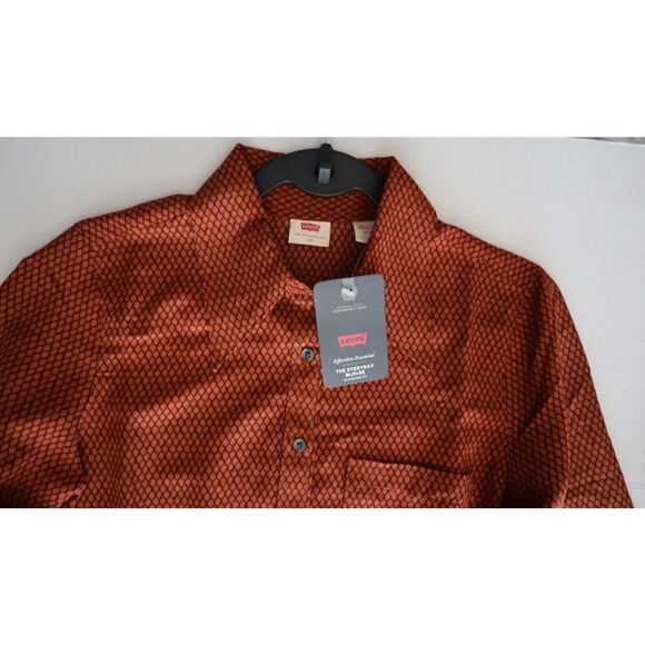 Levi's A4580-0003 Women's Sz XS Rust Orange Net Geo Jasper The Everyday Blouse - Picture 7 of 9